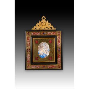 A Reliquary Frame With A Miniature Depicting The “mystical Marriage Of Saint Catherine.”