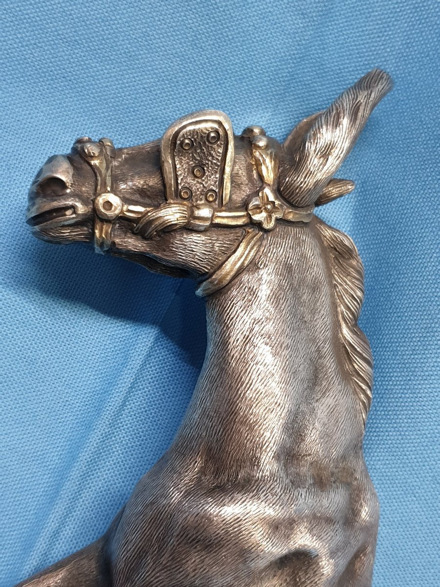 A Hand Chased Silver Sculpture In The Shape Of A Donkey. Italy, First Half Of  The 20th Century-photo-4