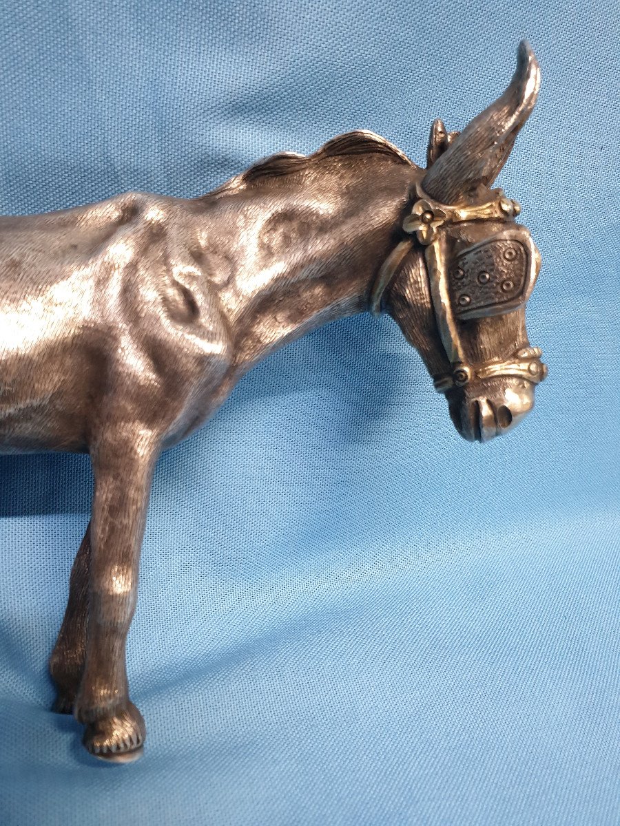 A Hand Chased Silver Sculpture In The Shape Of A Donkey. Italy, First Half Of  The 20th Century-photo-7