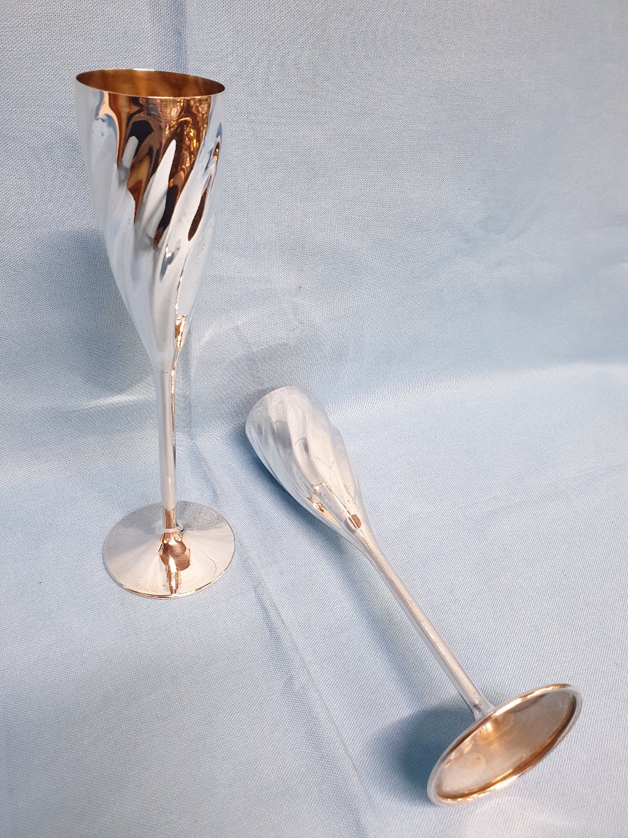 Pair Of Silver Flutes. Italy. 20th Century-photo-3