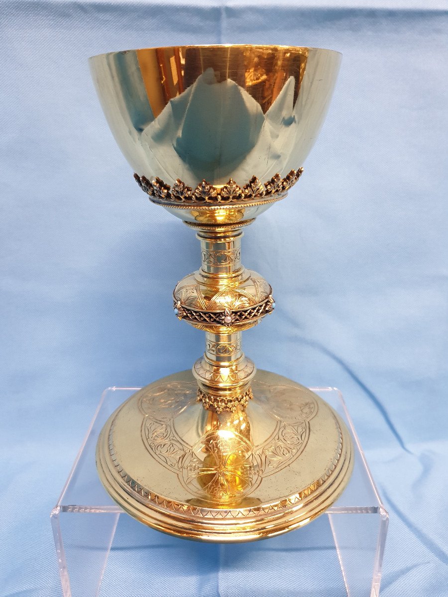 A Silver Gilt Chalice. Germany, Late 19th Early 20th Century, Silversmith F.h. Lange-photo-2