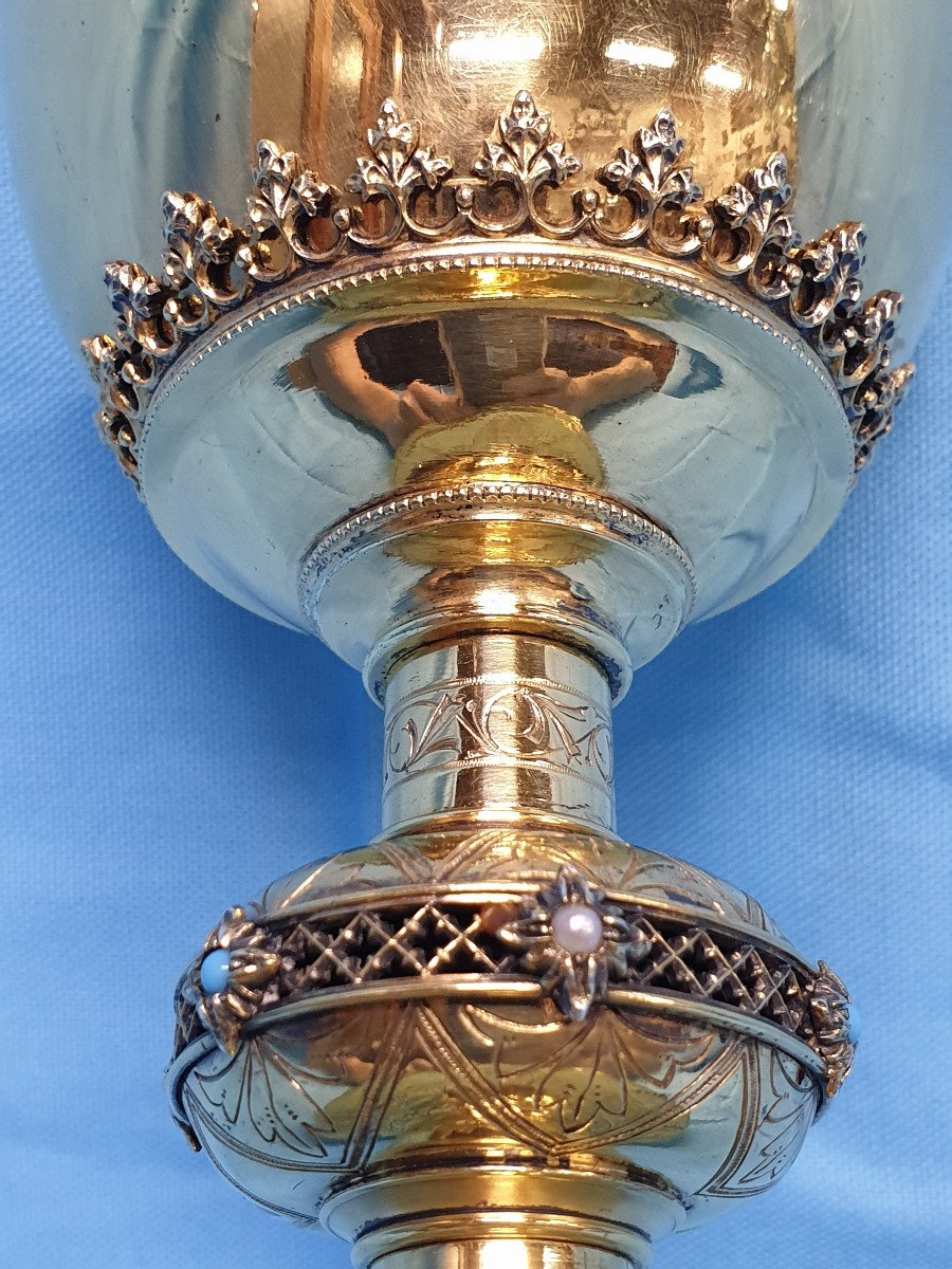A Silver Gilt Chalice. Germany, Late 19th Early 20th Century, Silversmith F.h. Lange-photo-4