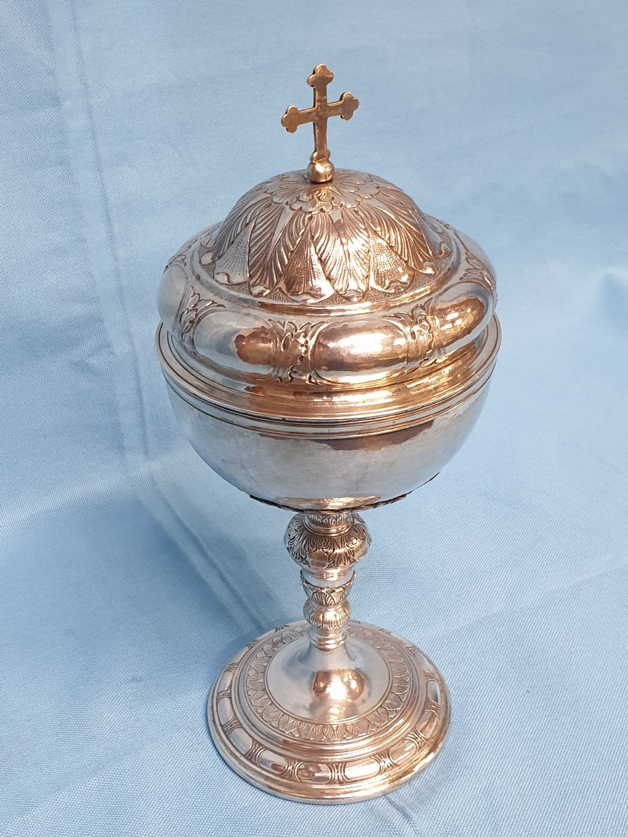 Ciboire en argent massif. Etats Pontificaux, Rome, orfèvre Canaccini, 1707-photo-3