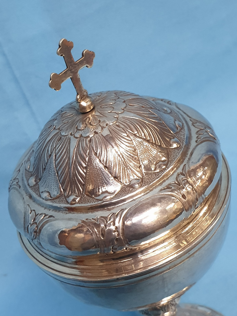 Ciboire en argent massif. Etats Pontificaux, Rome, orfèvre Canaccini, 1707-photo-2