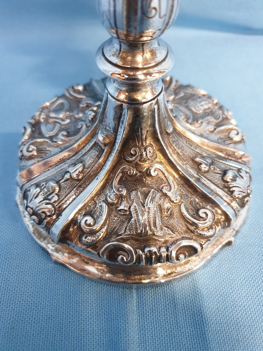 A Silver Chalice, Decorated With The Symbols Of Passion. Naples, Mid 18th Century.-photo-4