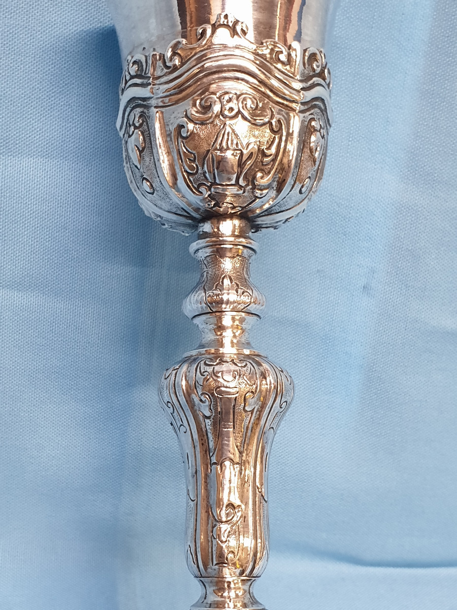 A Silver Chalice, Decorated With The Symbols Of Passion. Naples, Mid 18th Century.-photo-4