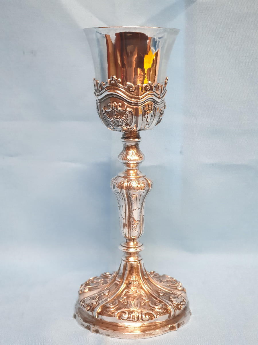 A Silver Chalice, Decorated With The Symbols Of Passion. Naples, Mid 18th Century.