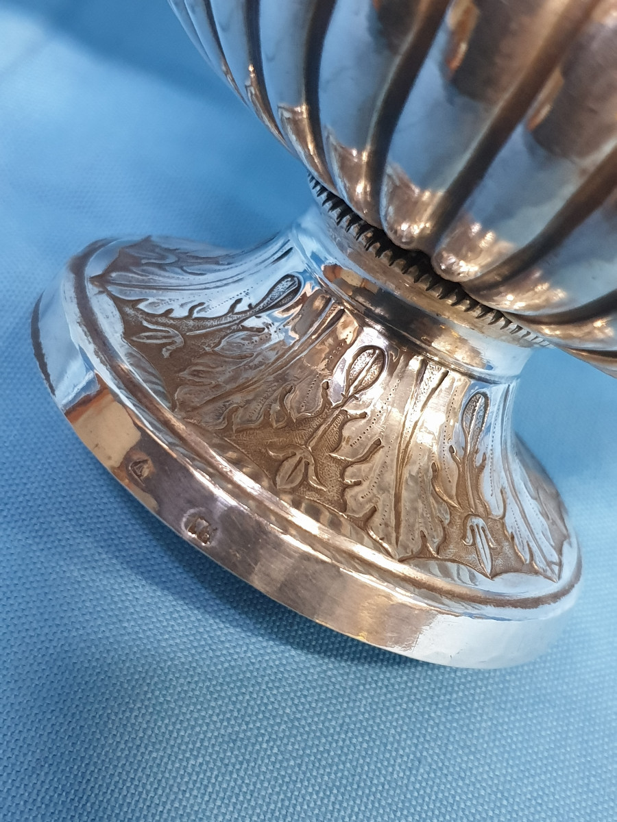 A Silver Holy Water Bucket, With Franciscan Symbol. Naples, 19th Century-photo-4
