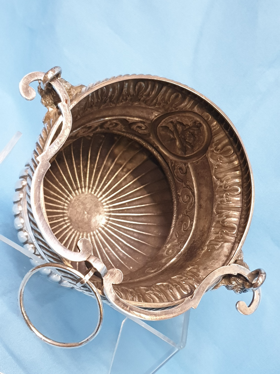 A Silver Holy Water Bucket, With Franciscan Symbol. Naples, 19th Century-photo-6
