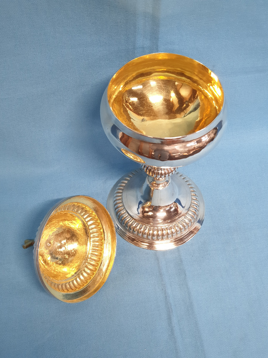 Ciboire en argent massif. Royaume de Sardaigne, Boureau d’essai de Gênes ’, XIX siècle-photo-2