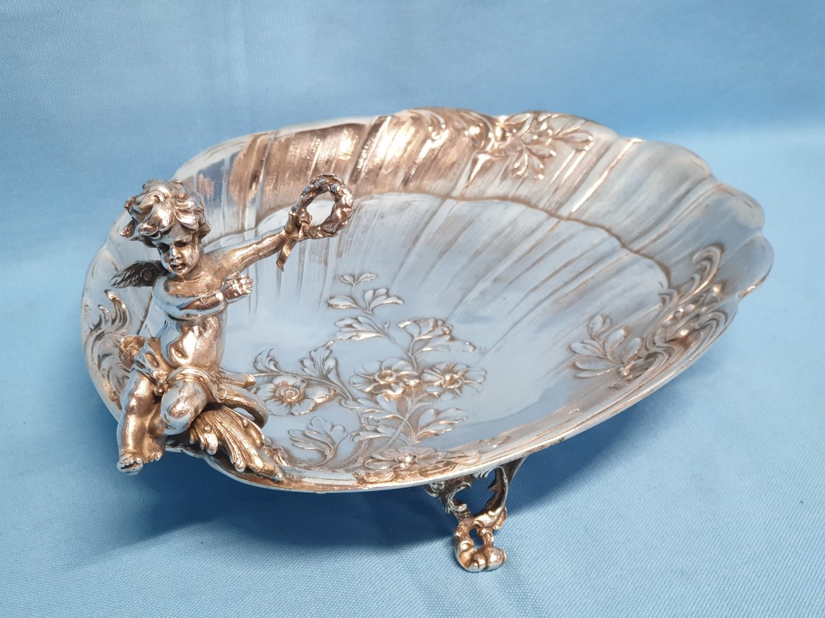 A Shell-shaped With A Putto Silver Centerpiece. Germany, End Of 19th Century