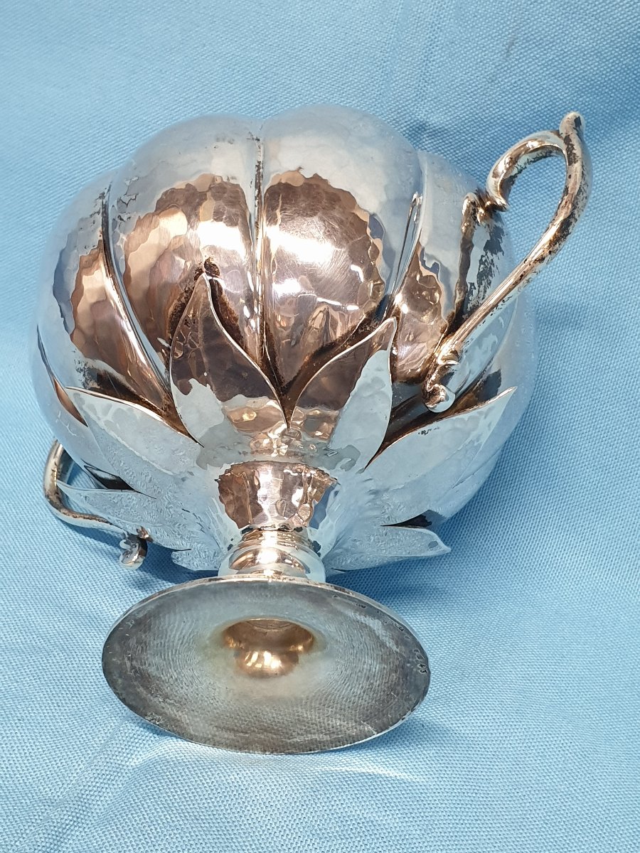 Bichierografia. Coupe centre de table en argent massif. Florence, XX siècle, orfèvre Pampaloni-photo-4