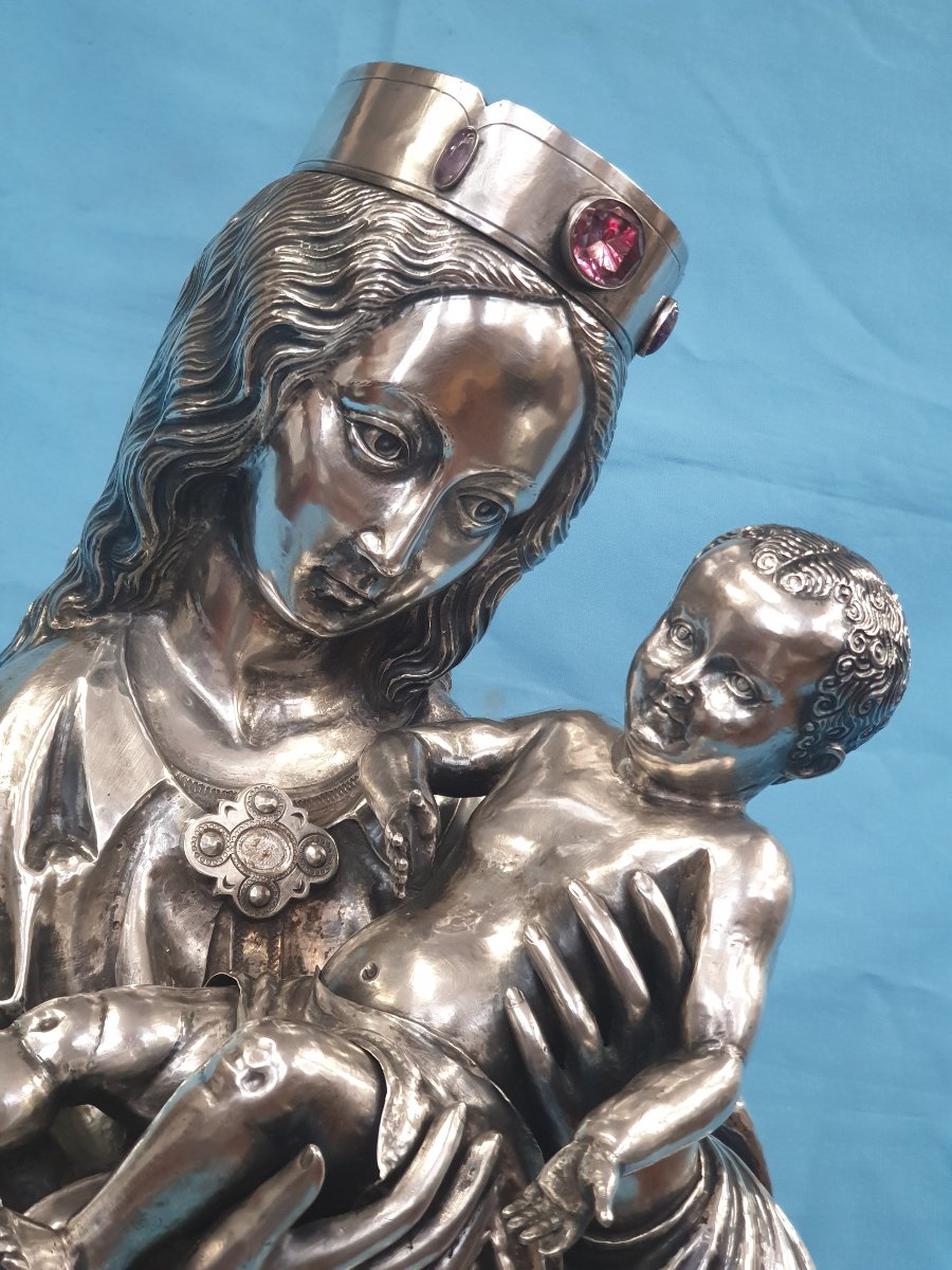 Silver Sculpture, Madonna And Child. Portugal, Porto, David Ferreira, 19th–20th Century-photo-2
