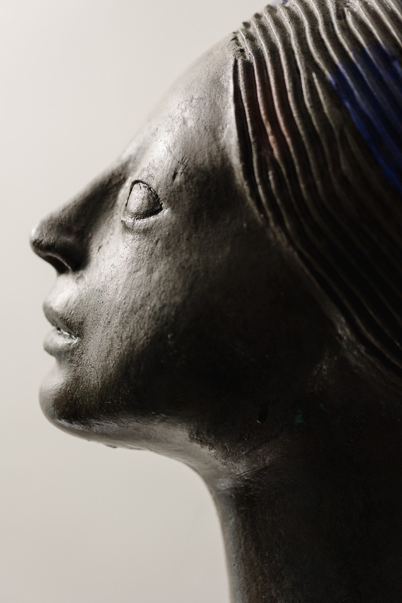 Half-length Terracotta Sculpture Of An Ethiopian Woman By Gino Zattoni - 1950s-photo-2