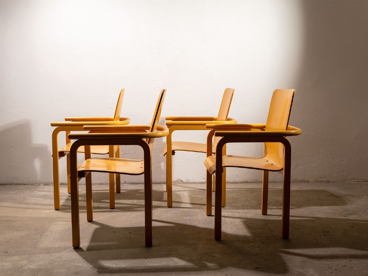 Fauteuils en bois - années 1980-photo-3