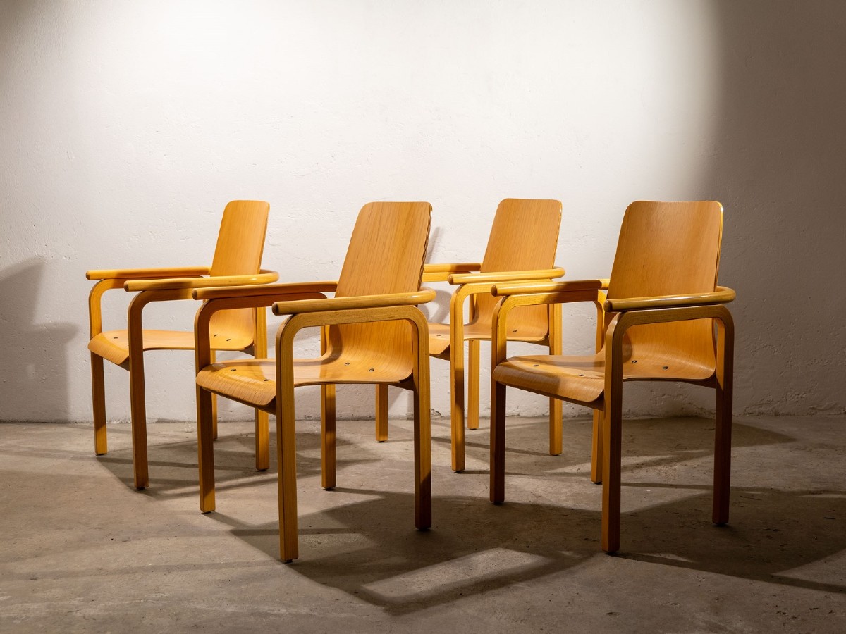 Fauteuils en bois - années 1980-photo-4