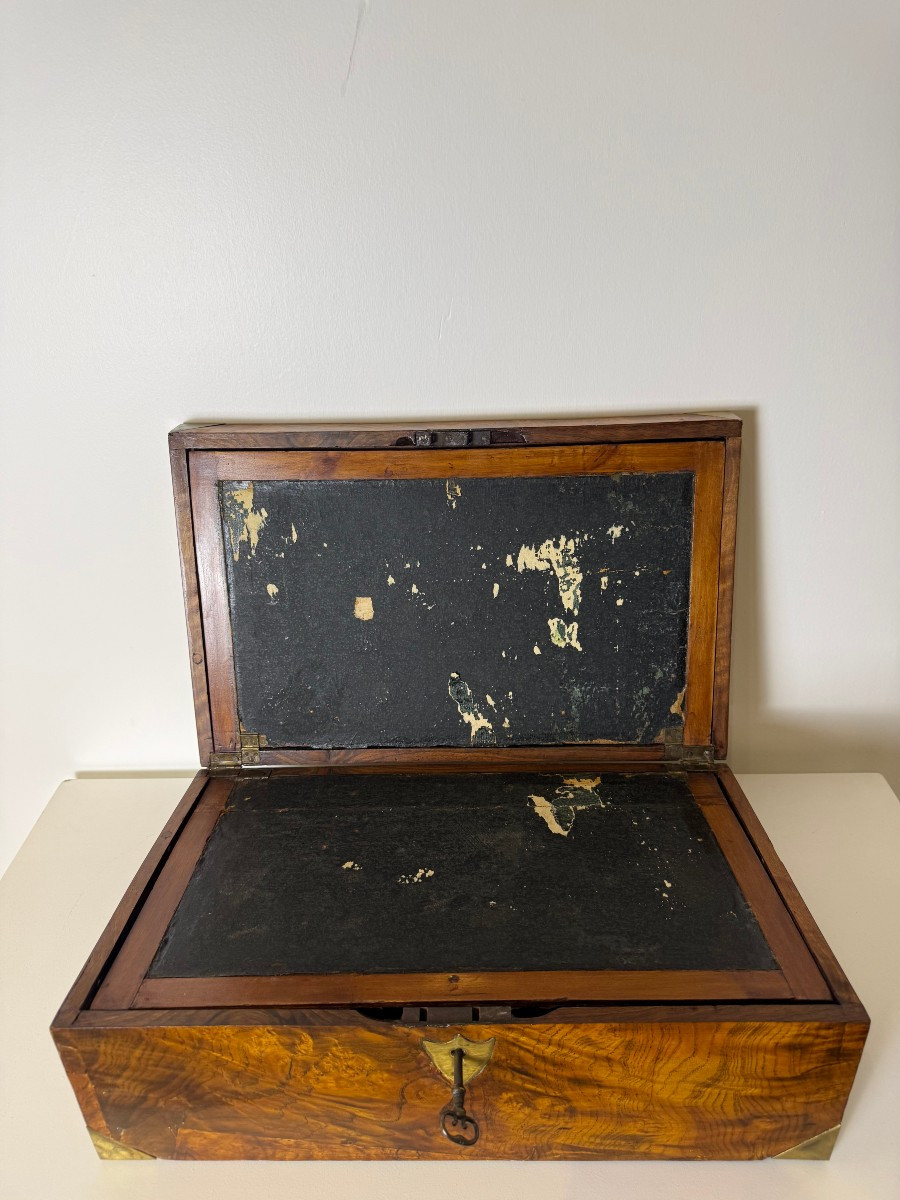 Walnut Burl Travel Desk - 19th Century-photo-5