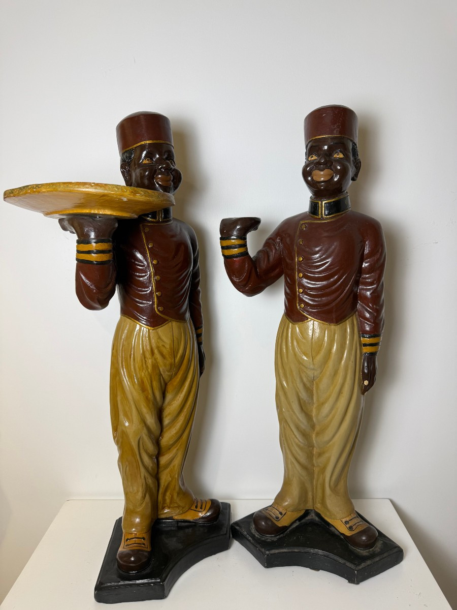 Paire de Maures vénitiens en résine - XXe siècle