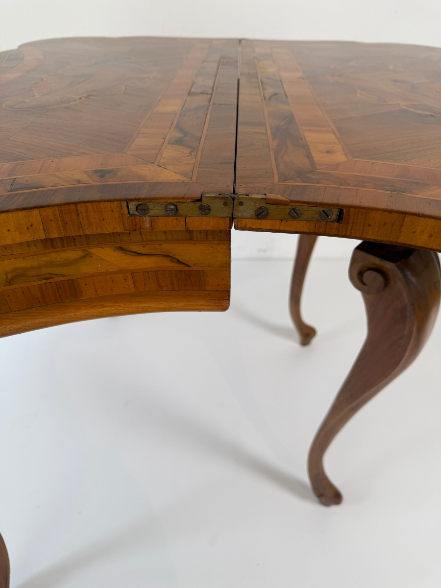 Table de jeu en loupe de noyer - Italie du XIXe siècle-photo-2