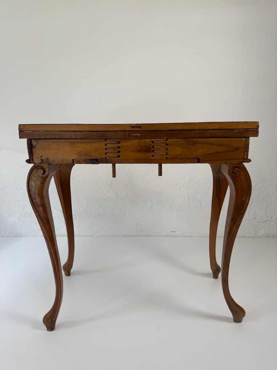Table de jeu en loupe de noyer - Italie du XIXe siècle-photo-6