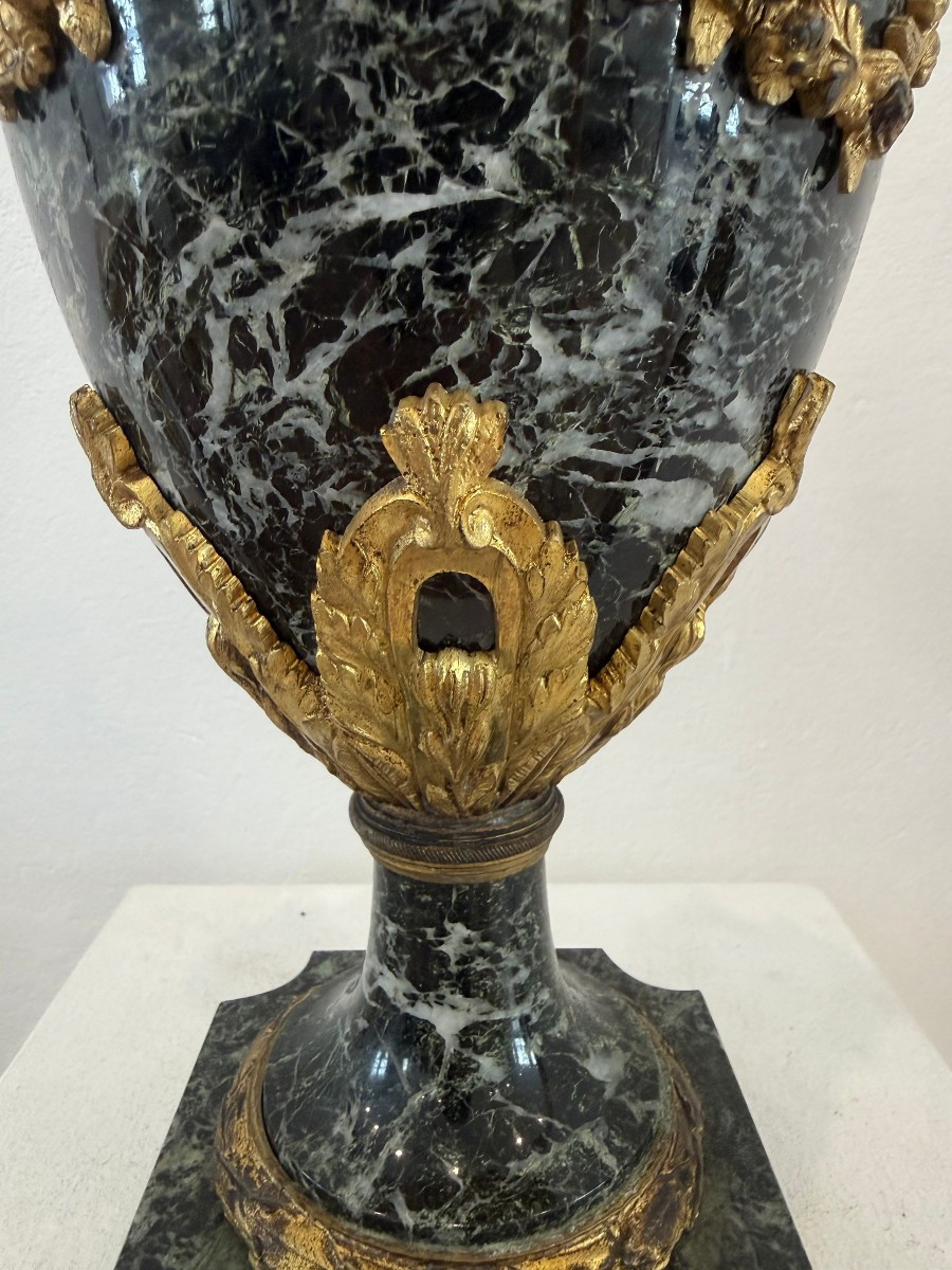 Vase ornemental en marbre vert et bronze doré - France, XIXe siècle-photo-3