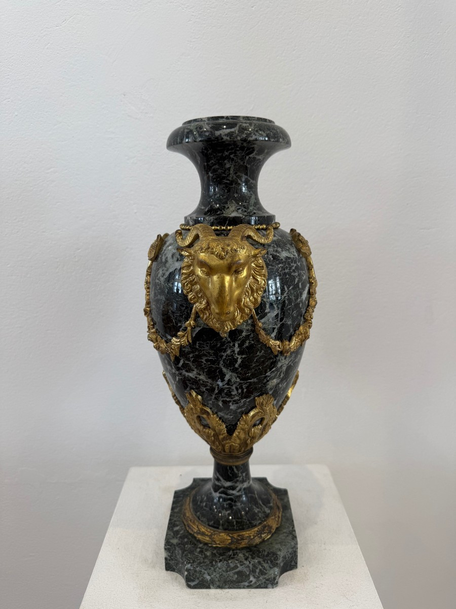 Vase ornemental en marbre vert et bronze doré - France, XIXe siècle-photo-4