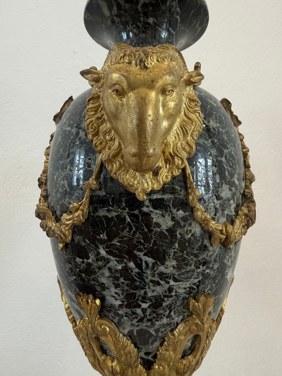 Vase ornemental en marbre vert et bronze doré - France, XIXe siècle-photo-2
