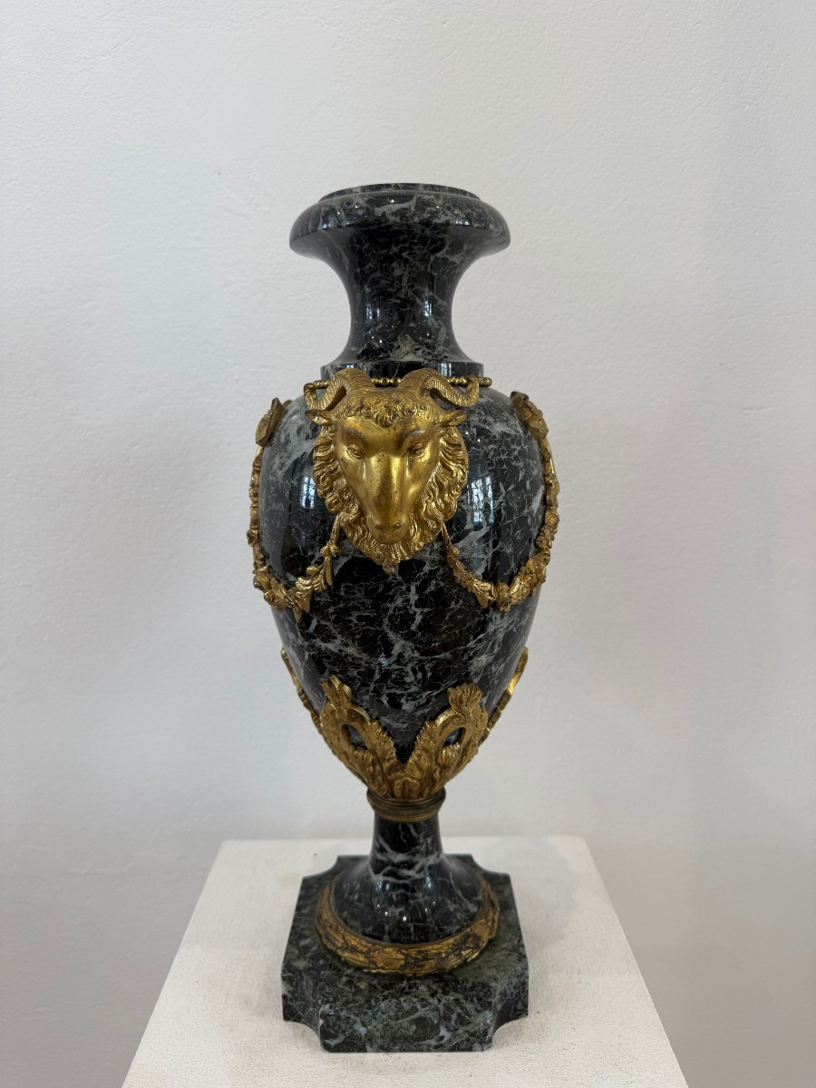 Vase ornemental en marbre vert et bronze doré - France, XIXe siècle-photo-3