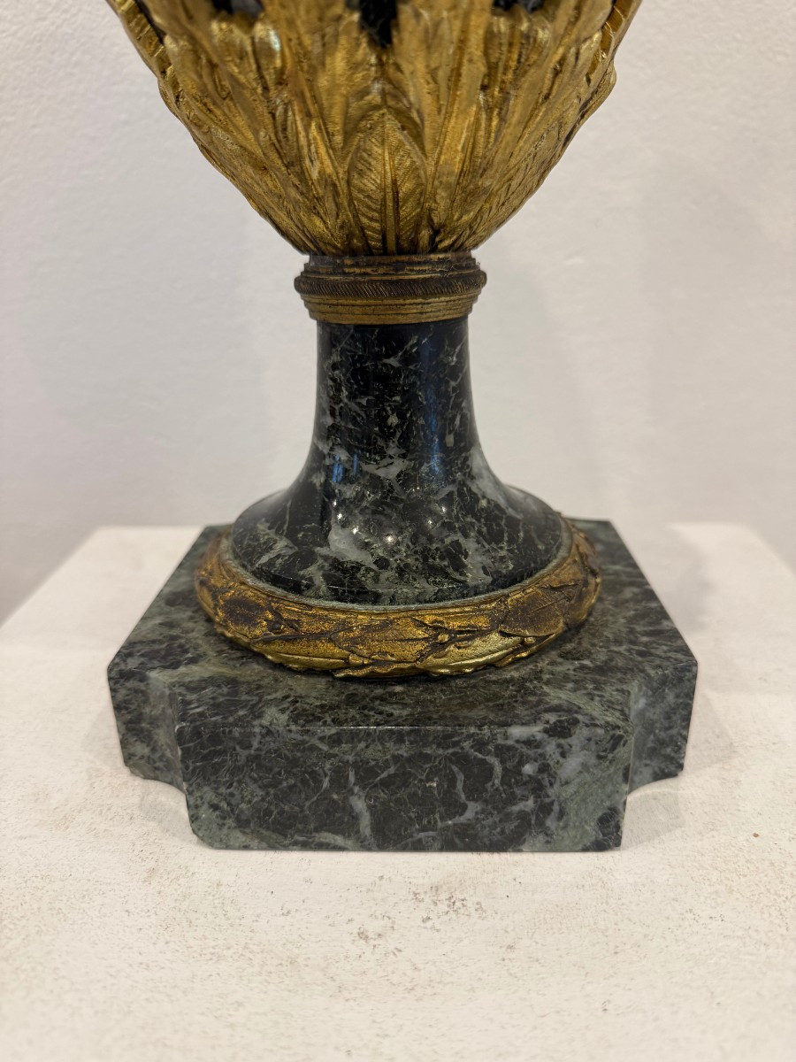 Vase ornemental en marbre vert et bronze doré - France, XIXe siècle-photo-4
