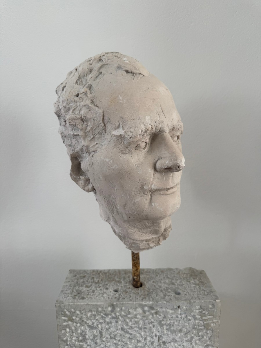 Sculpture en plâtre représentant un visage d'homme - Italie du XXe siècle-photo-2