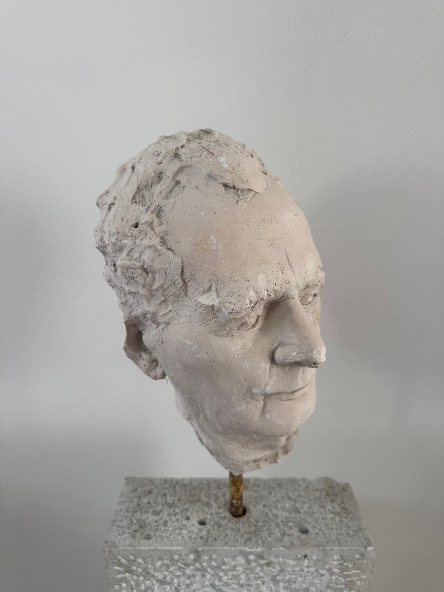 Sculpture en plâtre représentant un visage d'homme - Italie du XXe siècle-photo-3