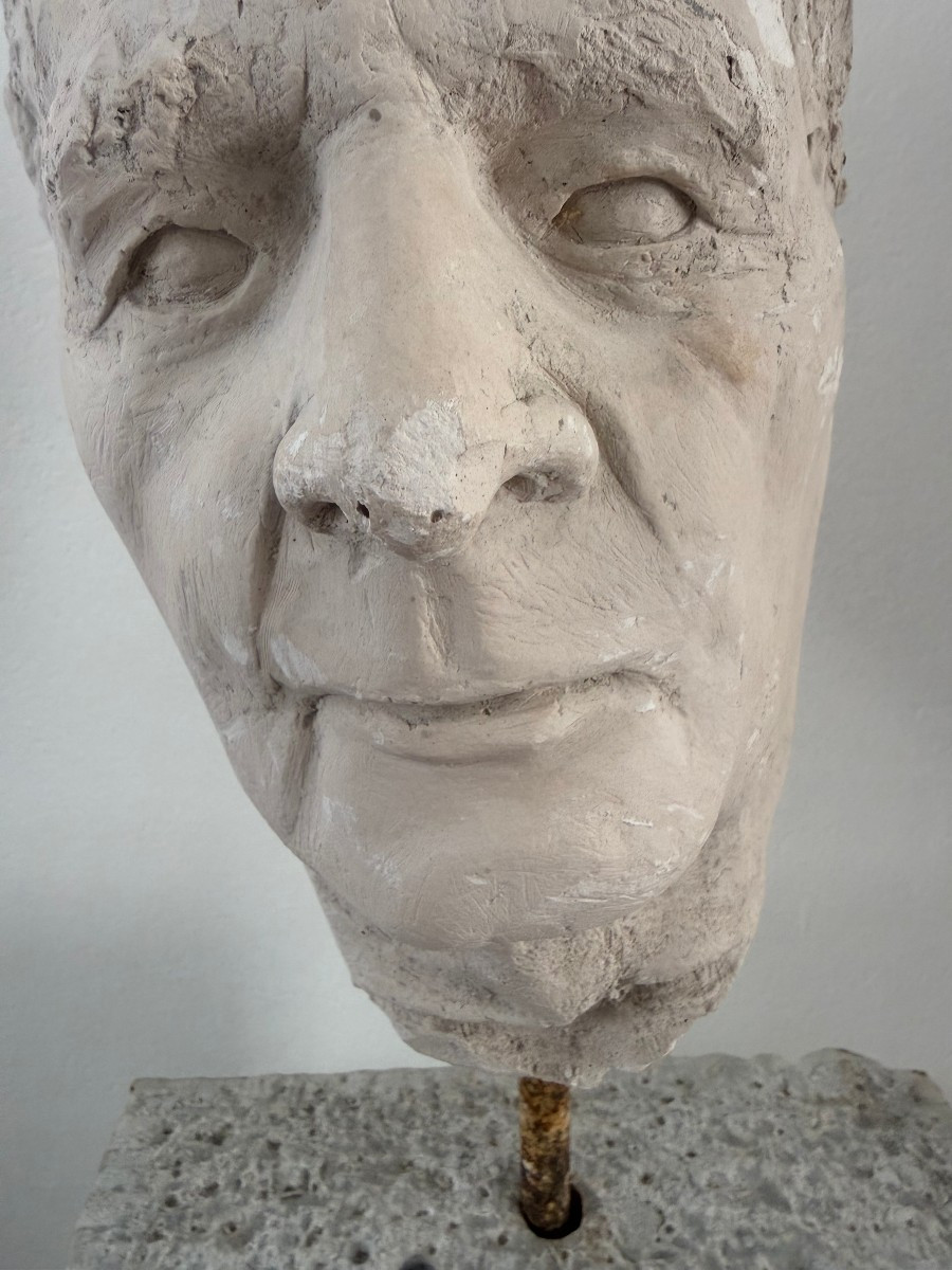 Sculpture en plâtre représentant un visage d'homme - Italie du XXe siècle-photo-4