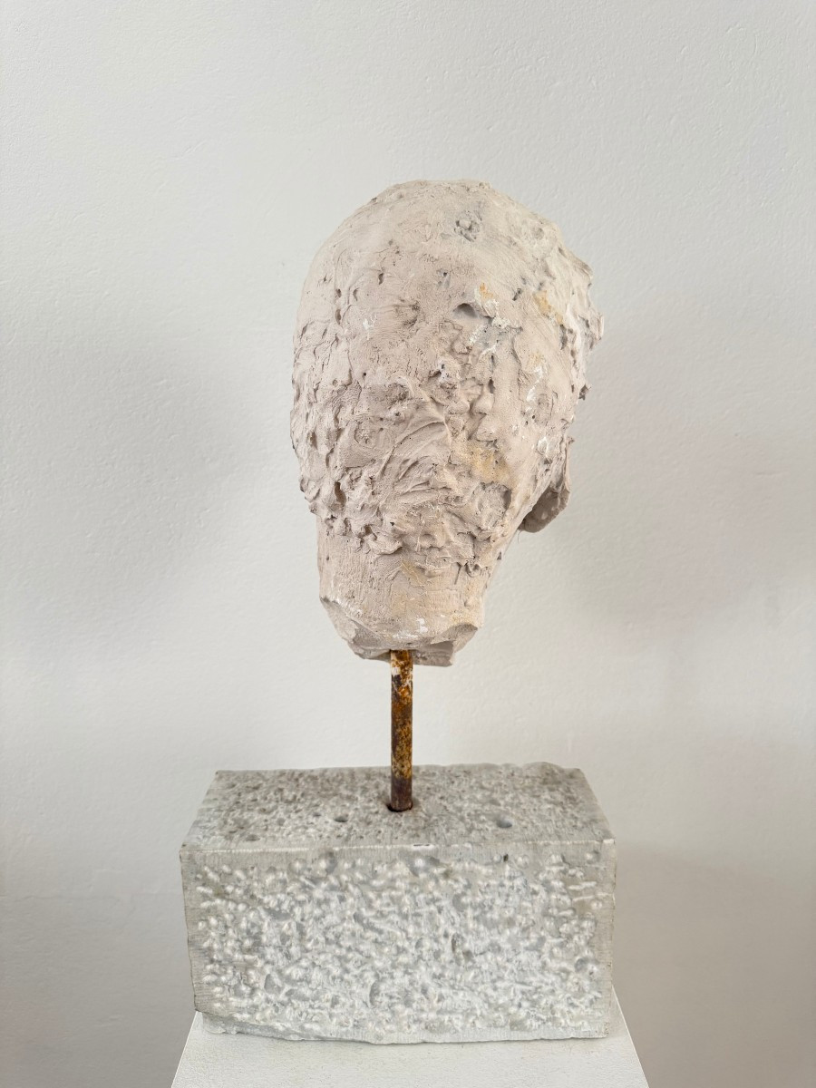Sculpture en plâtre représentant un visage d'homme - Italie du XXe siècle-photo-7