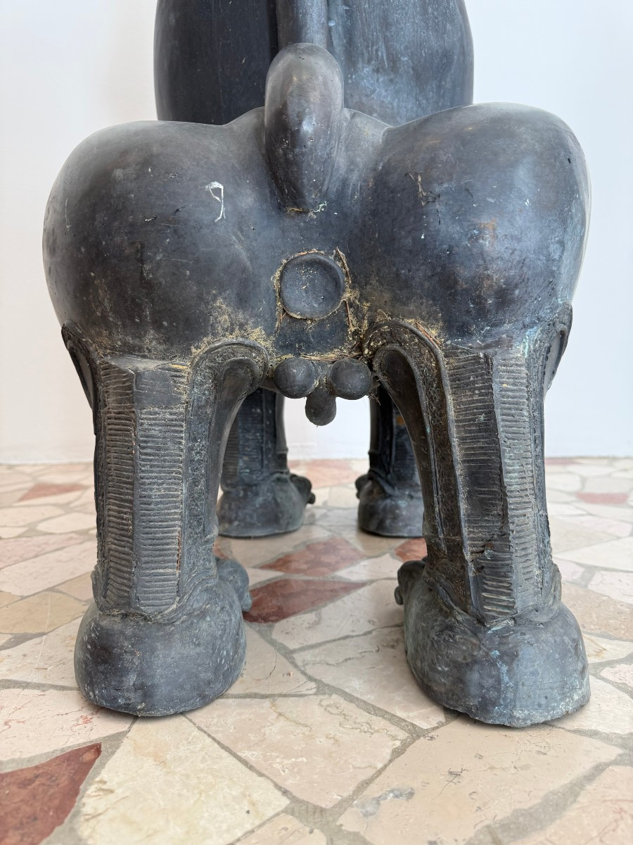 Paire de lions gardiens en bronze - XIXe siècle, Thaïlande-photo-8
