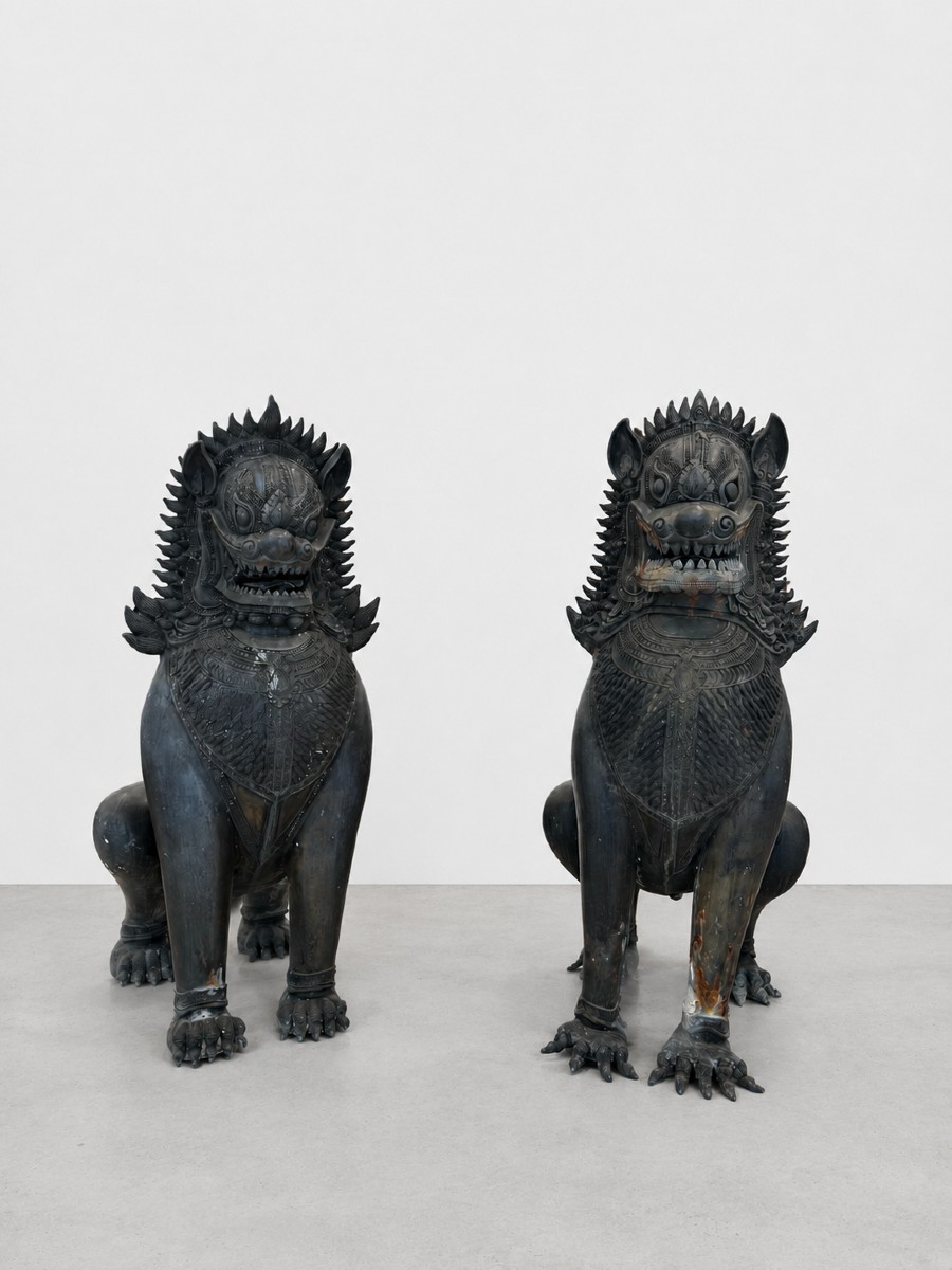 Paire de lions gardiens en bronze - XIXe siècle, Thaïlande