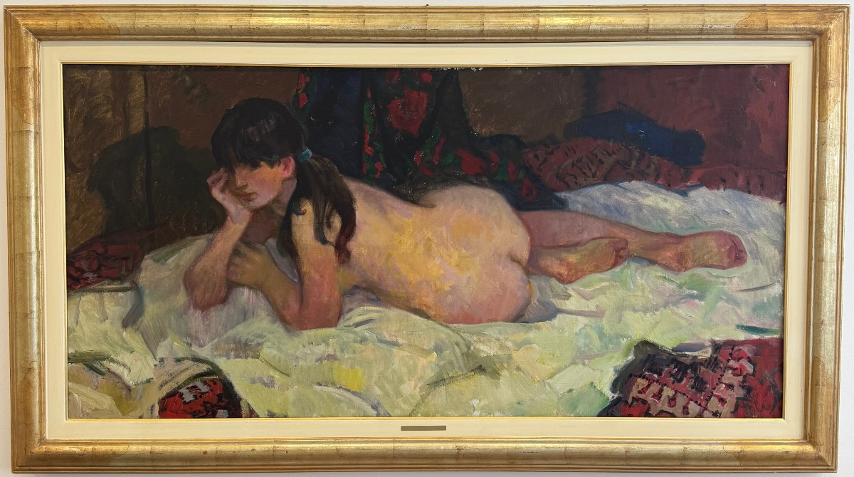  Aleksander Sedov (1928-2012), peinture à l'huile sur toile représentant une femme nue