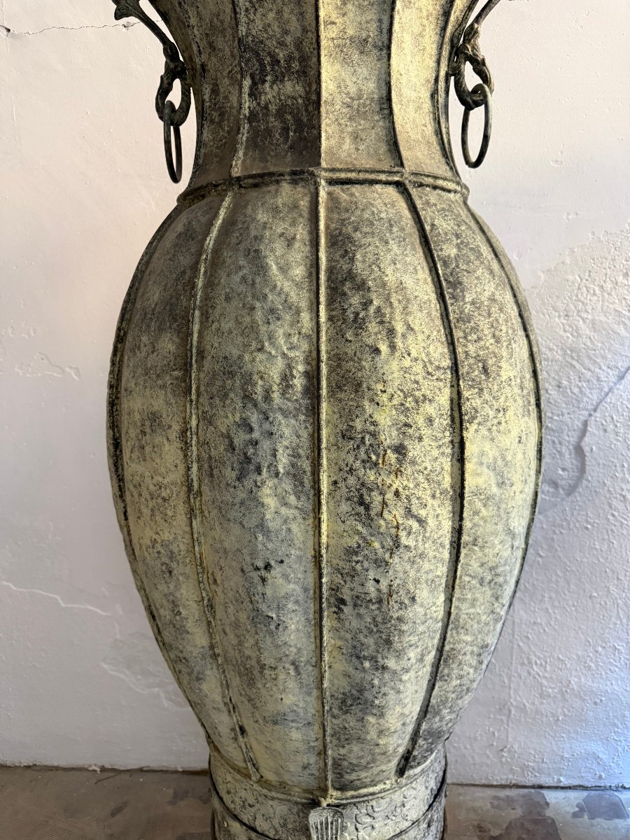 Pair Of Decorative Copper Amphorae - 20th Century-photo-4