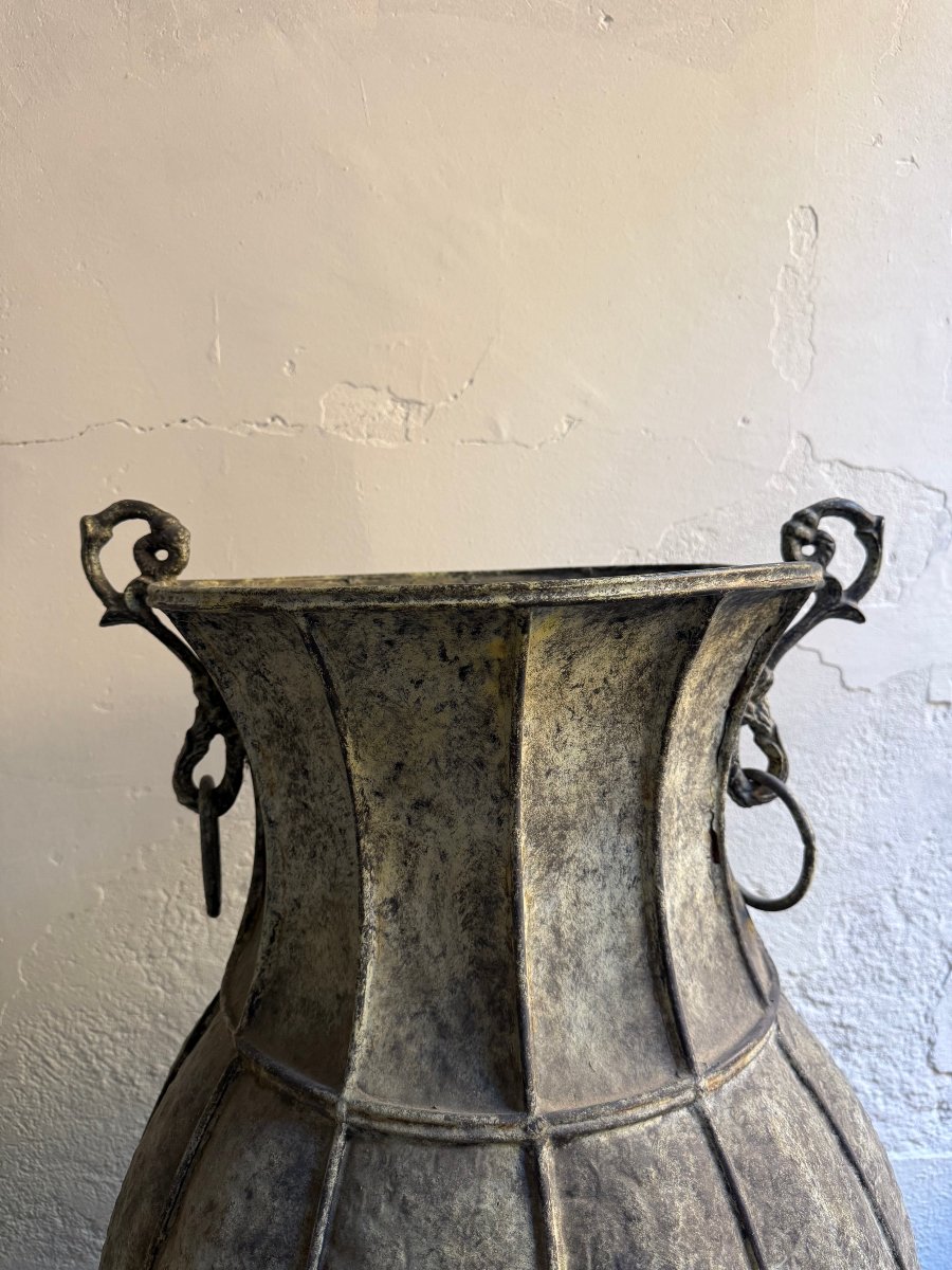 Pair Of Decorative Copper Amphorae - 20th Century-photo-2