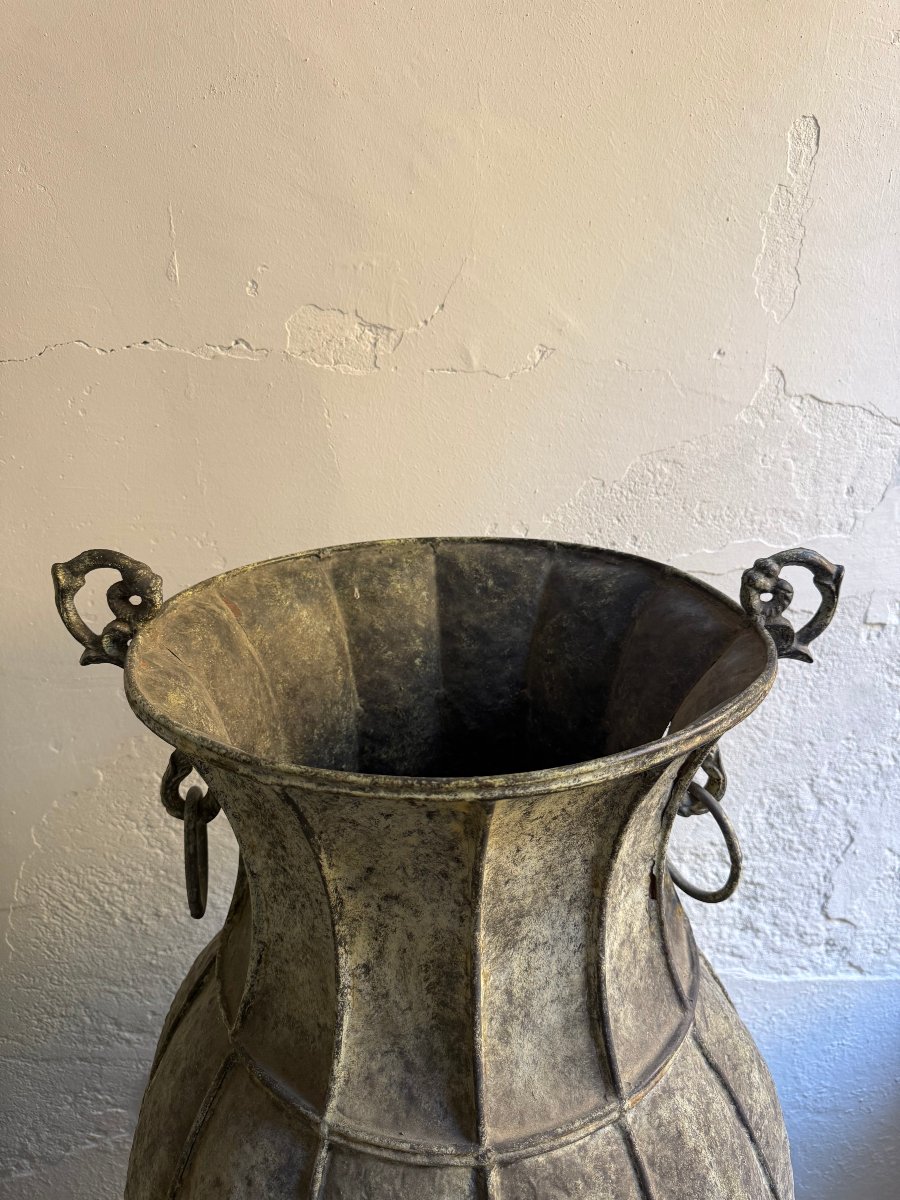 Pair Of Decorative Copper Amphorae - 20th Century-photo-3