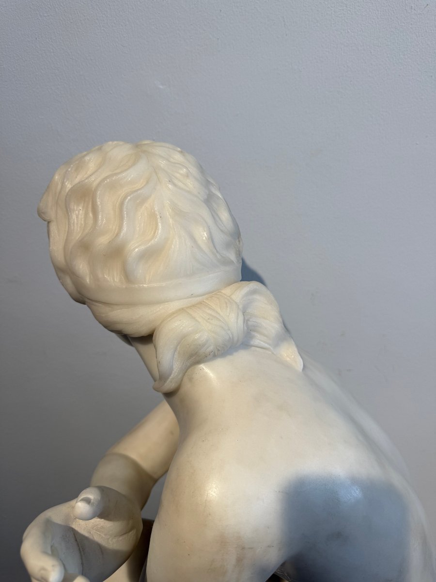 Sculpture Depicting A Crouching Venus, Carved From Carrara Marble—20th Century. Italy -photo-8