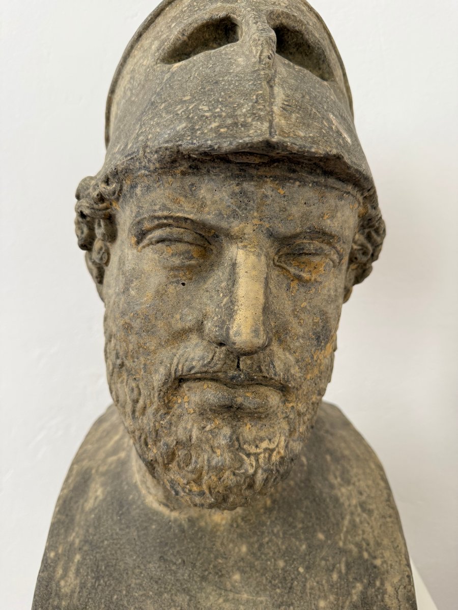  Buste de Périclès à mi-corps en poussière de pierre - début du XXe siècle. Italie-photo-2