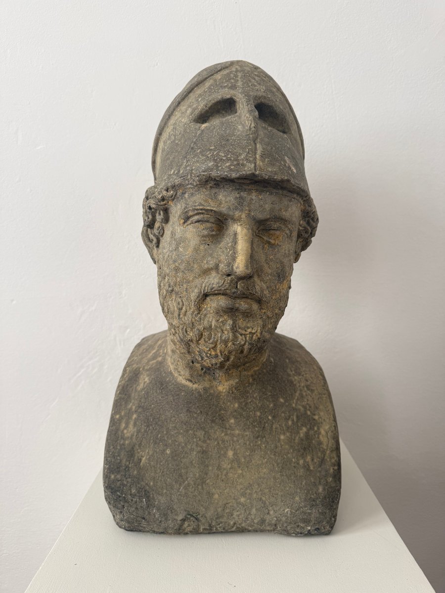  Buste de Périclès à mi-corps en poussière de pierre - début du XXe siècle. Italie-photo-6