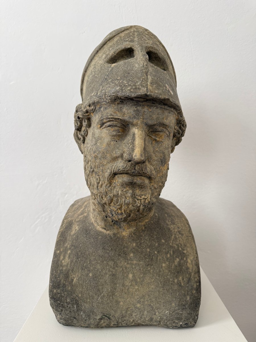  Buste de Périclès à mi-corps en poussière de pierre - début du XXe siècle. Italie