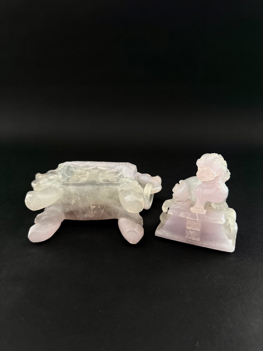 Encensier en quartz rose chinois avec couvercle - début du XXe siècle. Chine-photo-8