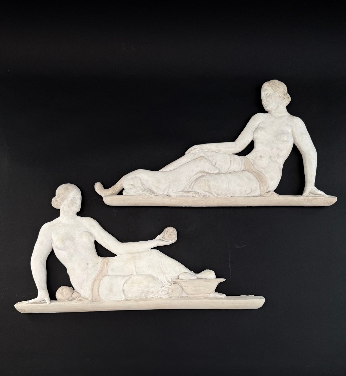 Paire de sculptures en stuc représentant des figures féminines - Début du XXe siècle. Italie-photo-2