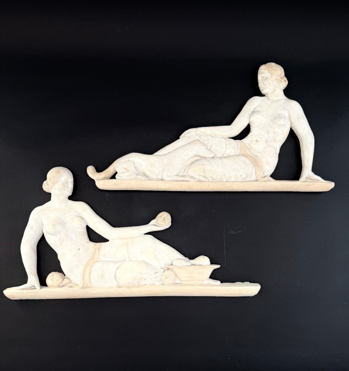 Paire de sculptures en stuc représentant des figures féminines - Début du XXe siècle. Italie-photo-7