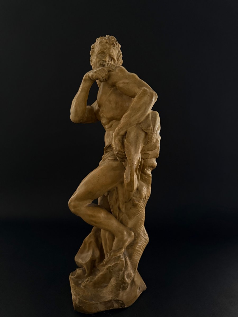Stucco Sculpture Depicting A Faun - 20th Century-photo-2
