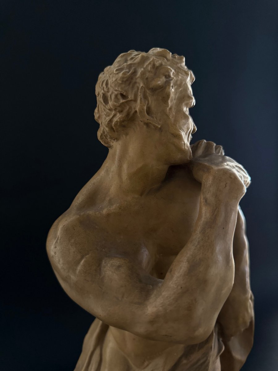 Stucco Sculpture Depicting A Faun - 20th Century-photo-1