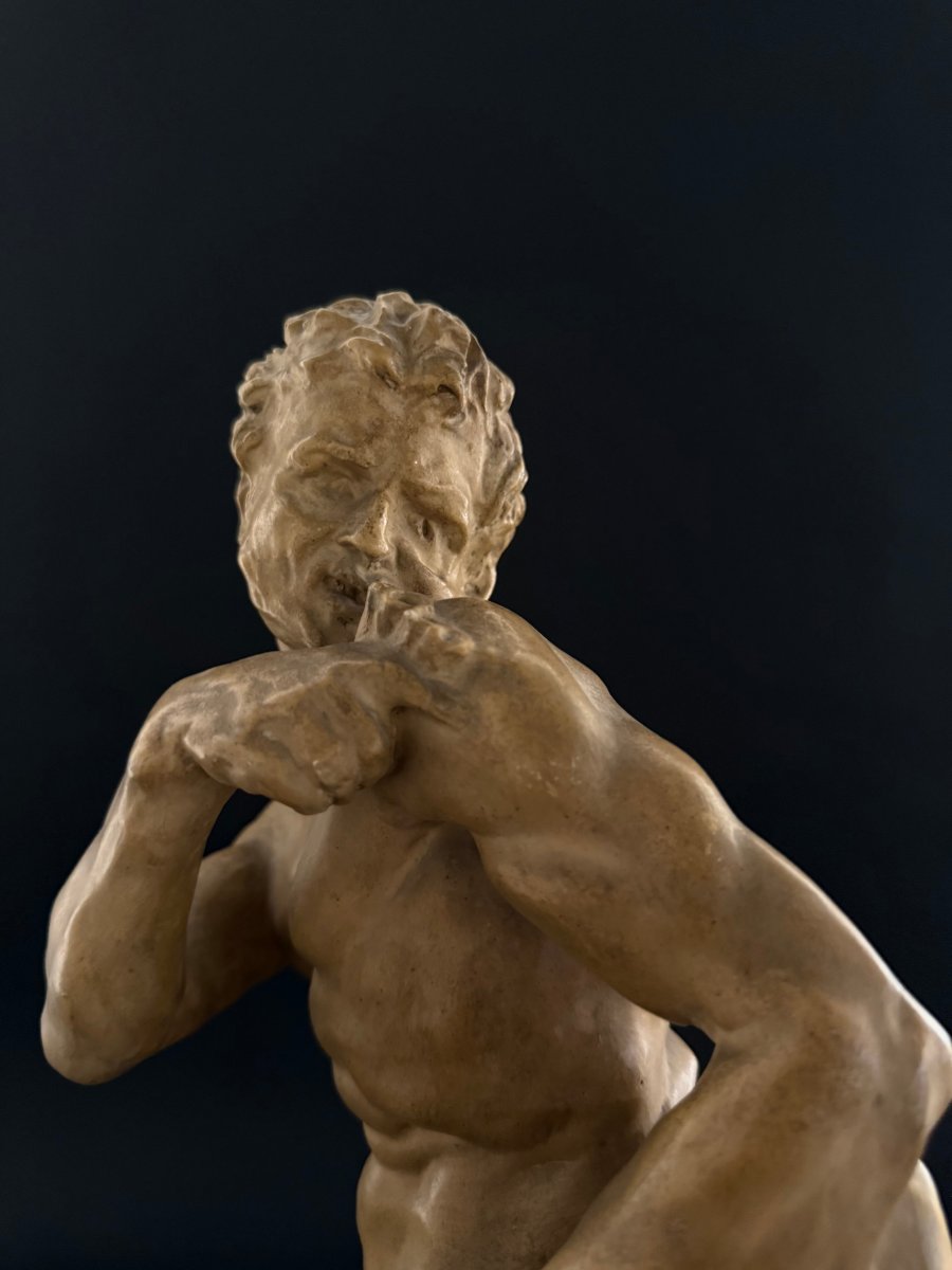 Stucco Sculpture Depicting A Faun - 20th Century-photo-3