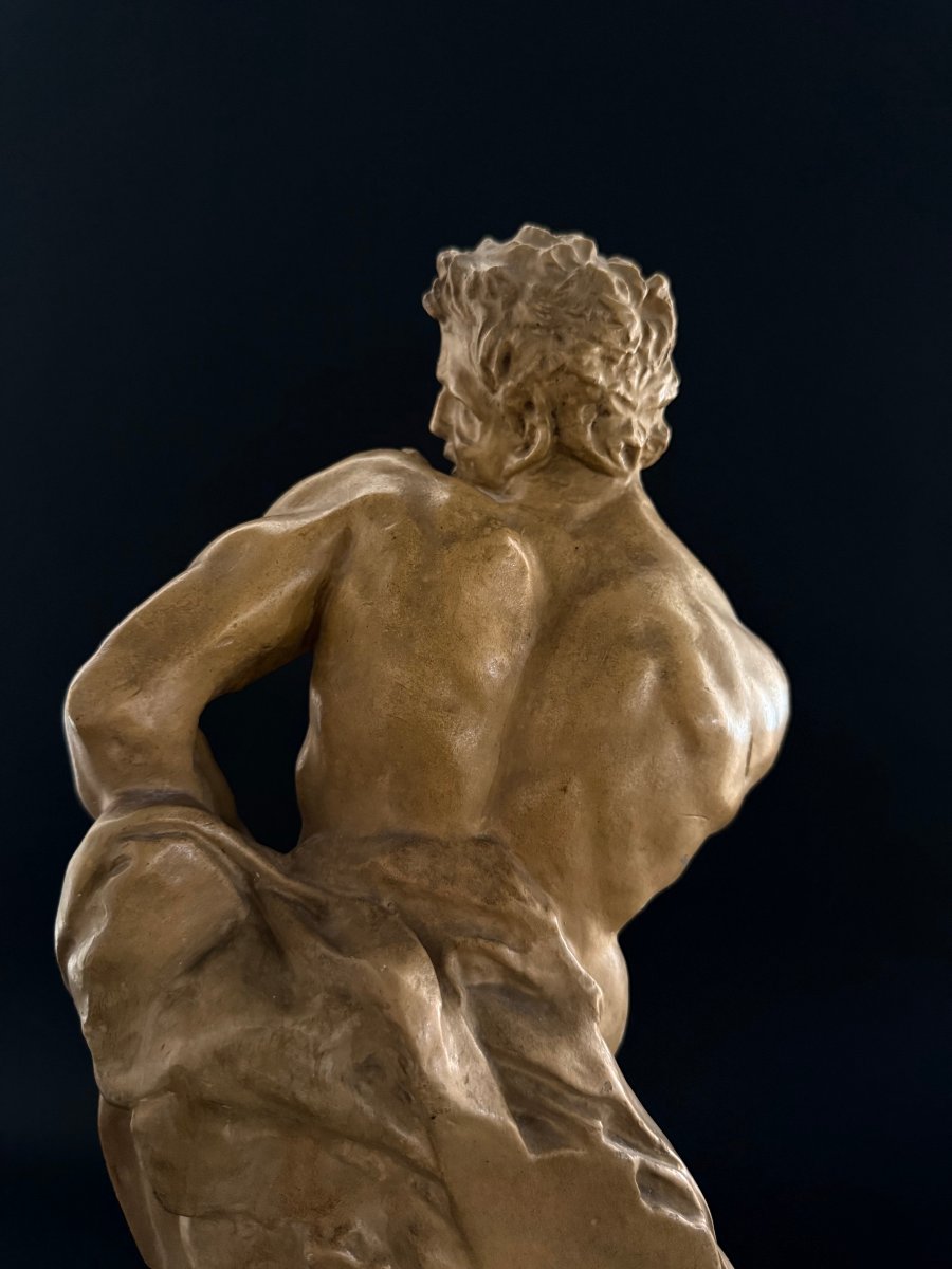 Stucco Sculpture Depicting A Faun - 20th Century-photo-4